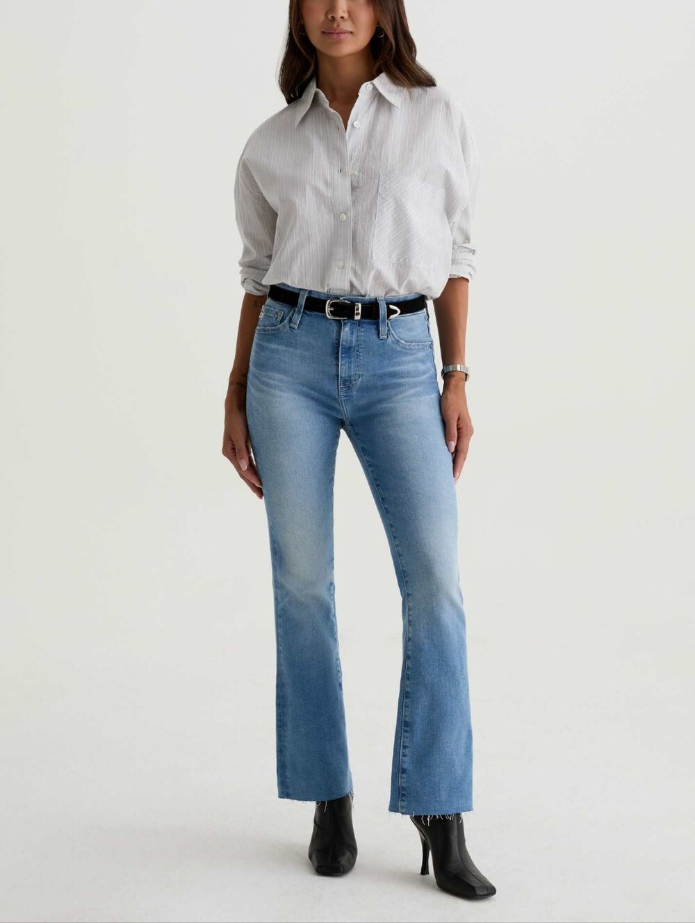 AG Farrah Boot Crop Mid-Rise Light Blue Bootcut Jeans Size 25
